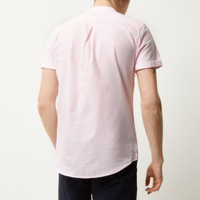 Light pink short sleeve grandad shirt